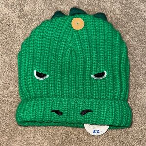 Kids Green Dinosaur Knit Hat